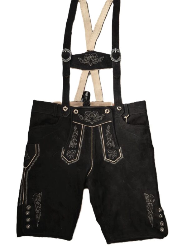 Men's Lederhosen Egbert Black with Suspenders King Size