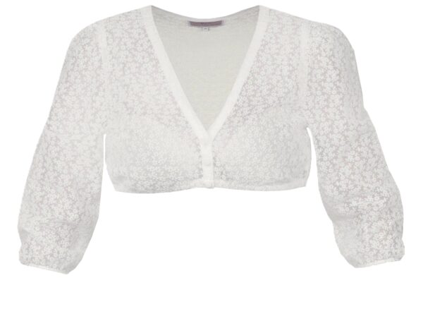 Dirndl Blouse Grabenstatt 3/4 Gathered Sleeve Off-White by Marjo