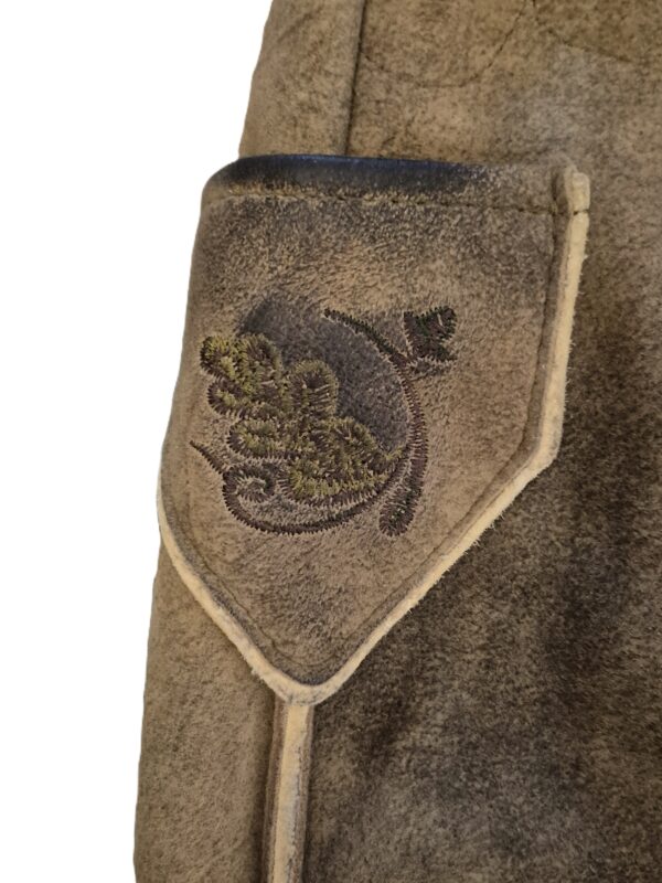Men's Lederhosen Hartsee Walnut with Green Embroidery - Image 3