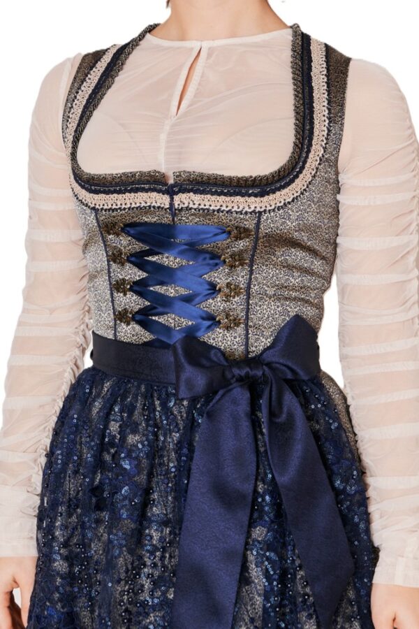 Dirndl Isi Navy Blue with Taupe by Kruger - Image 4