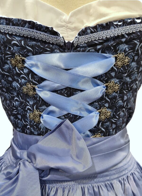 Dirndl Navy Blue Floral Print Cotton Above-Knee Length by Bergweiss - Image 2