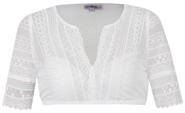 Dirndl Blouse Geslau Narrow V-Neck Off White by Marjo