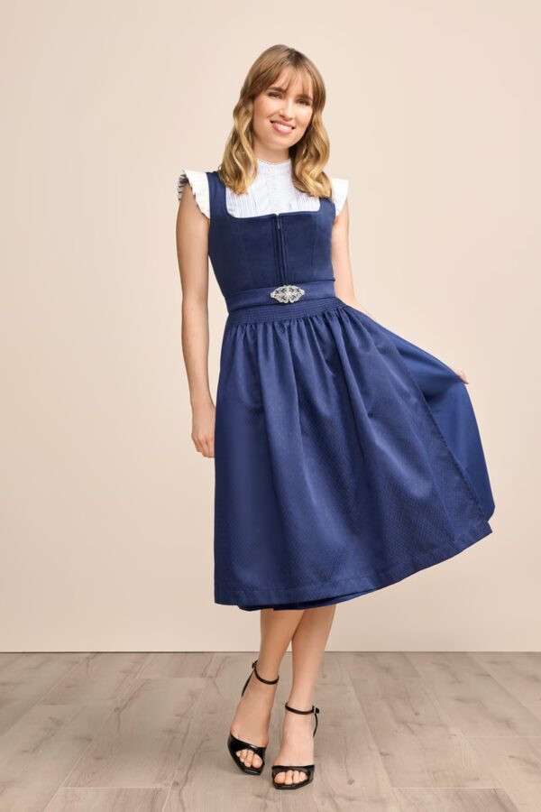 Dirndl Alisha Navy Blue Longer Length by Kruger  Size EU48/US18 - Image 3