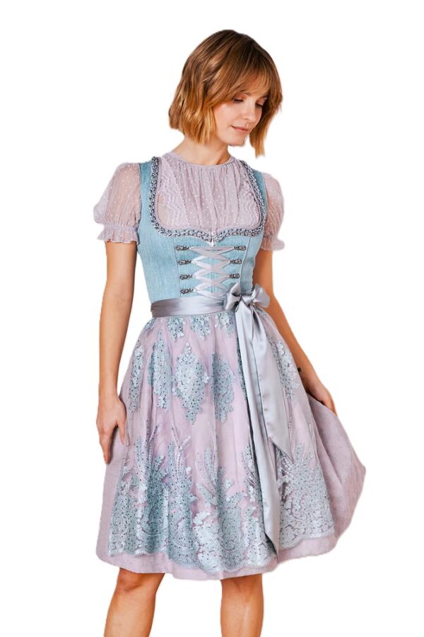Dirndl Gasira Aqua with Mauve Pink by Kruger