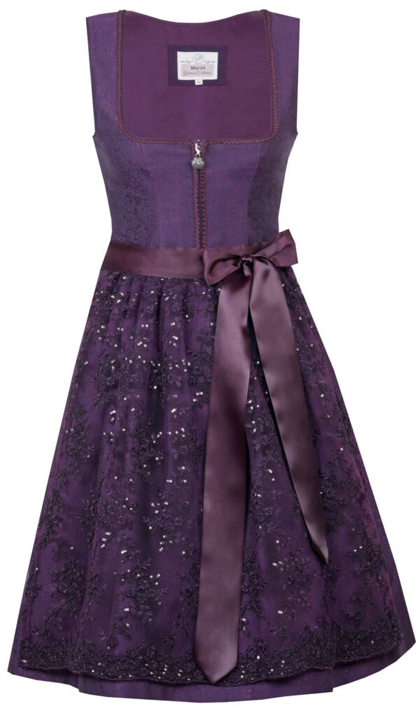 Dirndl Arberg Blackberry with Lace Apron by Marjo  Size EU 48/US 18