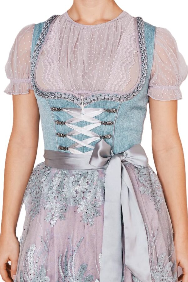 Dirndl Gasira Aqua with Mauve Pink by Kruger - Image 3
