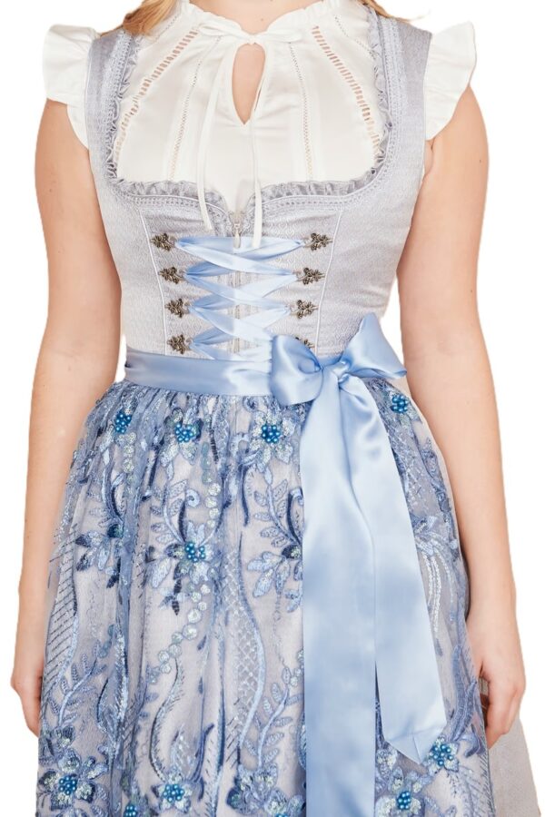 Dirndl Karlotta Pale Blue with Lace Apron by Kruger  Size EU 34/US 4 - Image 2