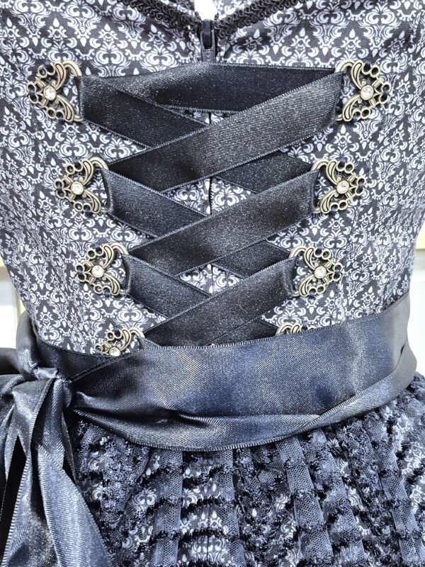 Dirndl Navy Cotton Print with Lace Apron by Bergweiss - Image 2