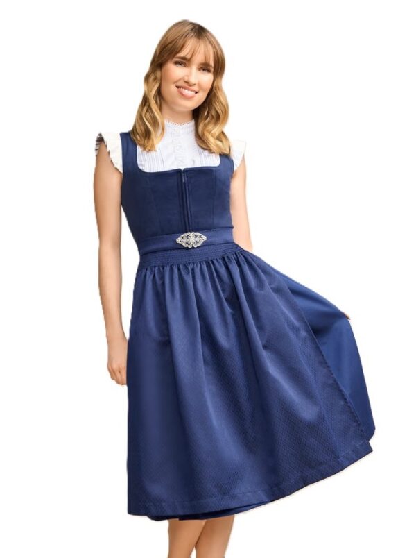 Dirndl Alisha Navy Blue Longer Length by Kruger  Size EU48/US18