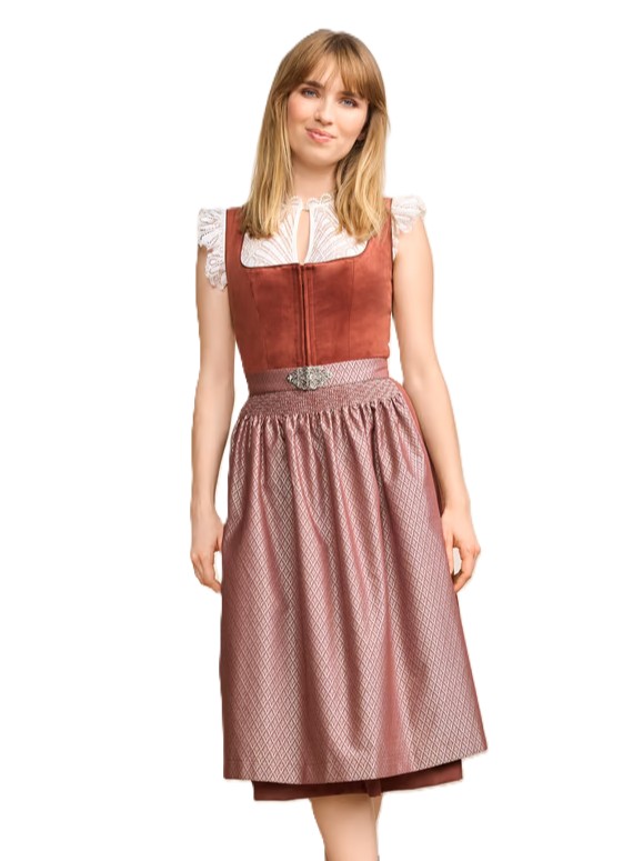 Dirndl Alisha TerraCotta/Rust Red Longer Length by Kruger  Size EU 50/US 20