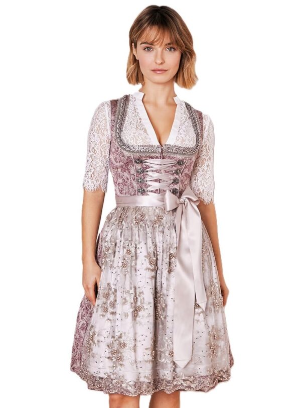 Dirndl Stine Antique Rose with Taupe by Kruger  Size EU42/US12