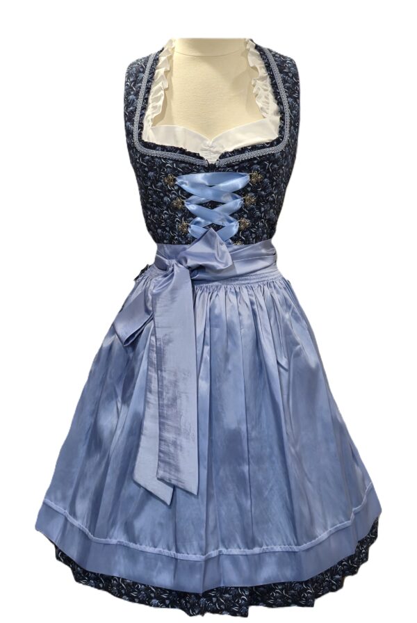 Dirndl Navy Blue Floral Print Cotton Above-Knee Length by Bergweiss
