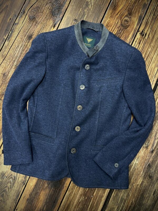 Men's Trachten Jacket Falkenau Blue Stretch Knit