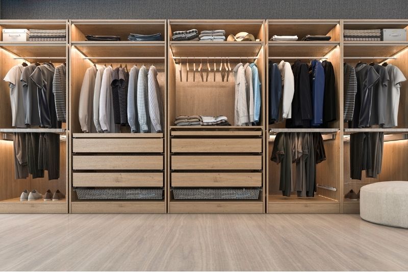 wardrobe with desk built in