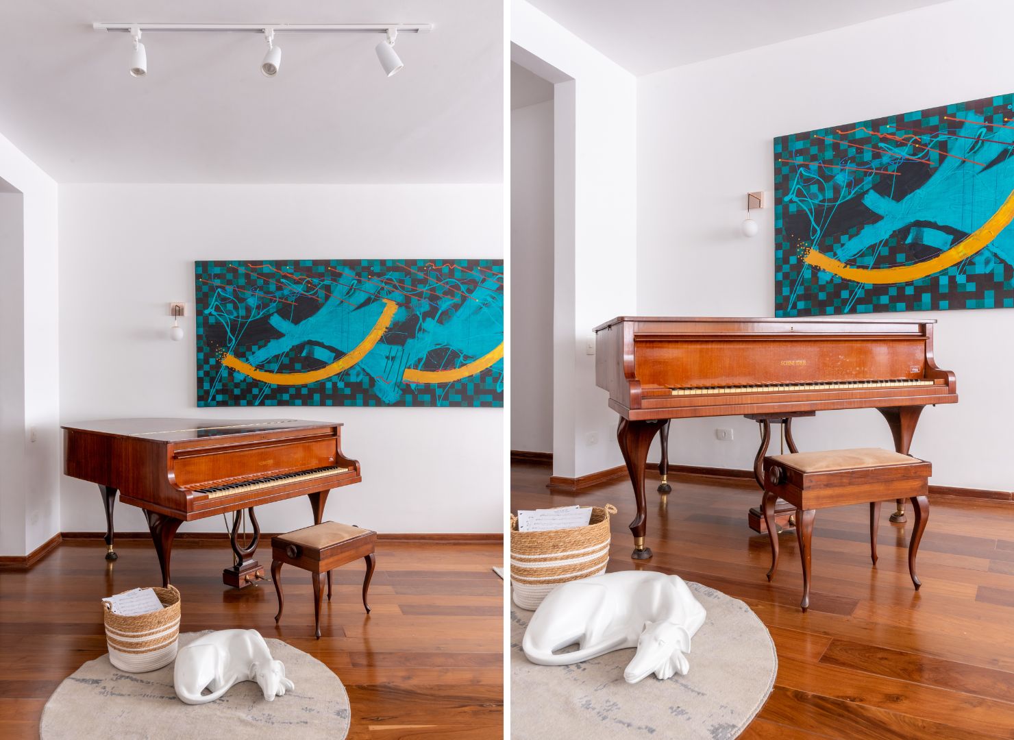 No projeto assinado pela arquiteta Isabella Nalon, o apelo clássico do piano influenciou o décor do ambiente